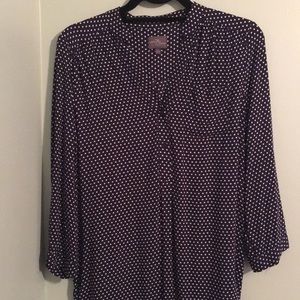 NWOT Market & Spruce  Navy Polka Dot Top